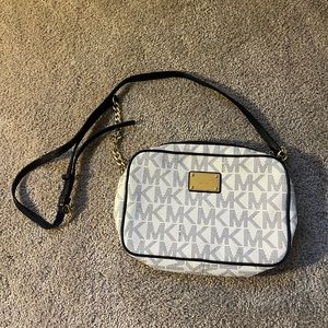 Michael Kors Logo Print Navy Blue Crossbody Bag